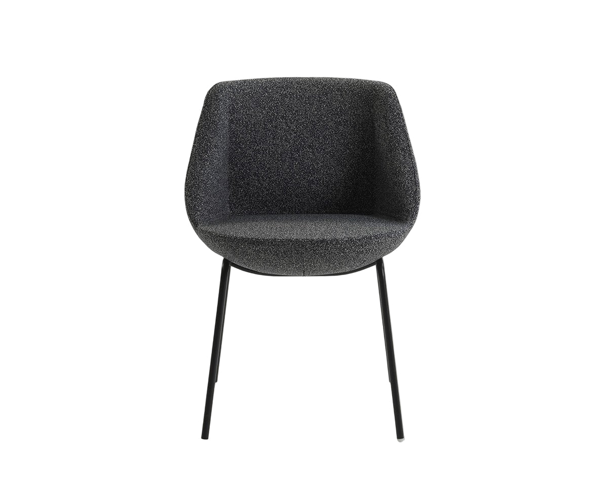 Gray chair with black legs on a white background