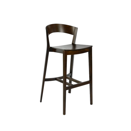 Wooden bar stool on a white background