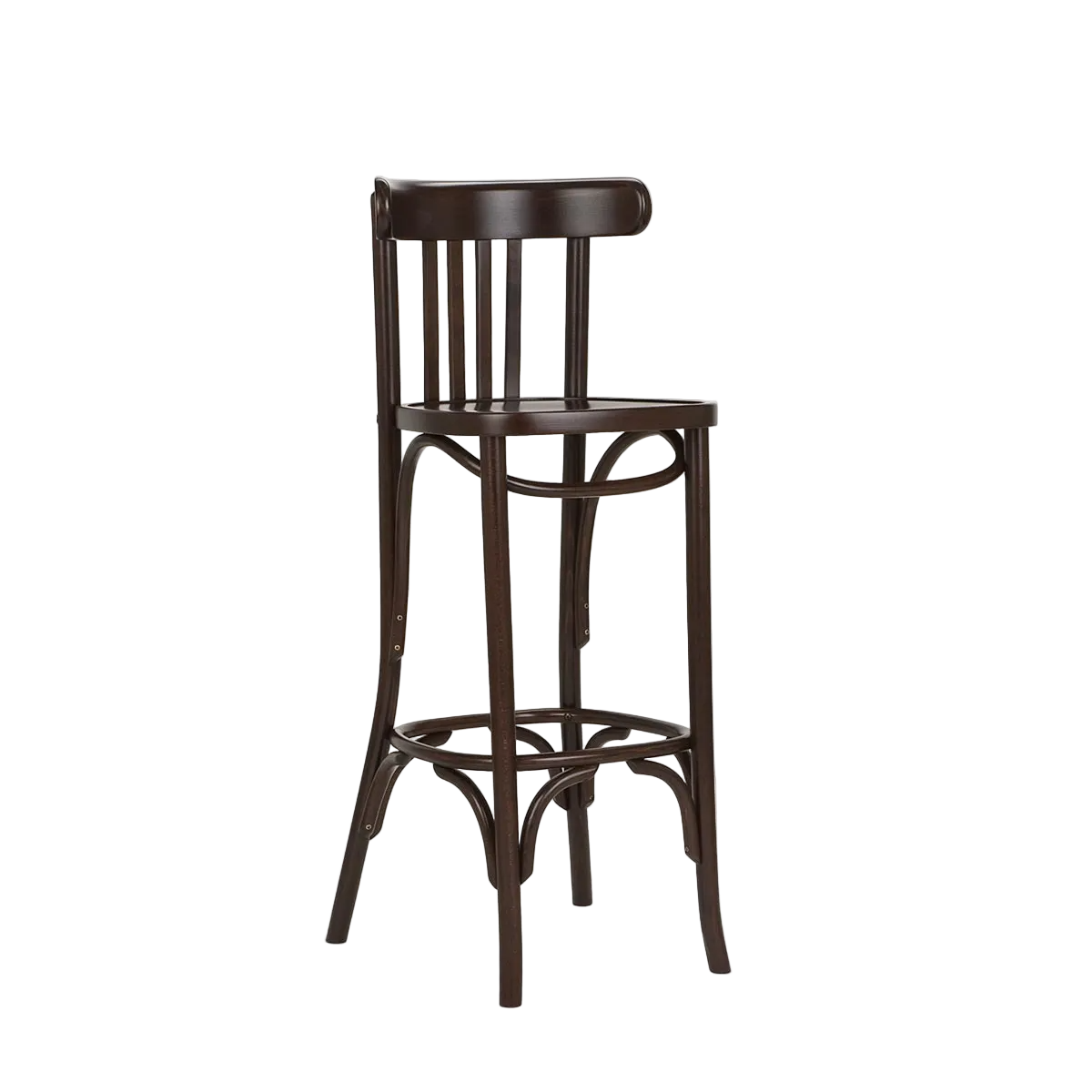 Wooden bar stool on a white background