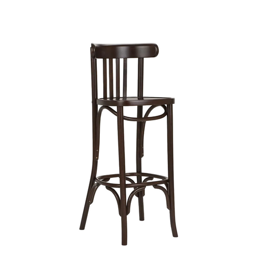 Wooden bar stool on a white background