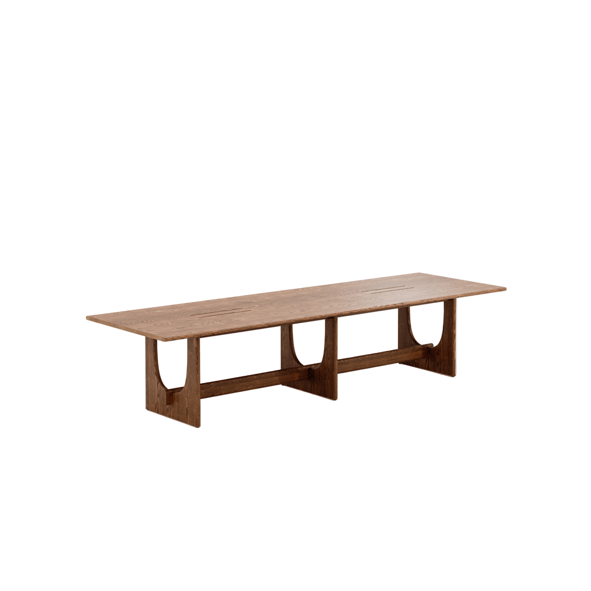 Wooden dining table on a white background